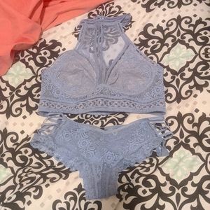 NWT Victoria's Secret set light blue lace